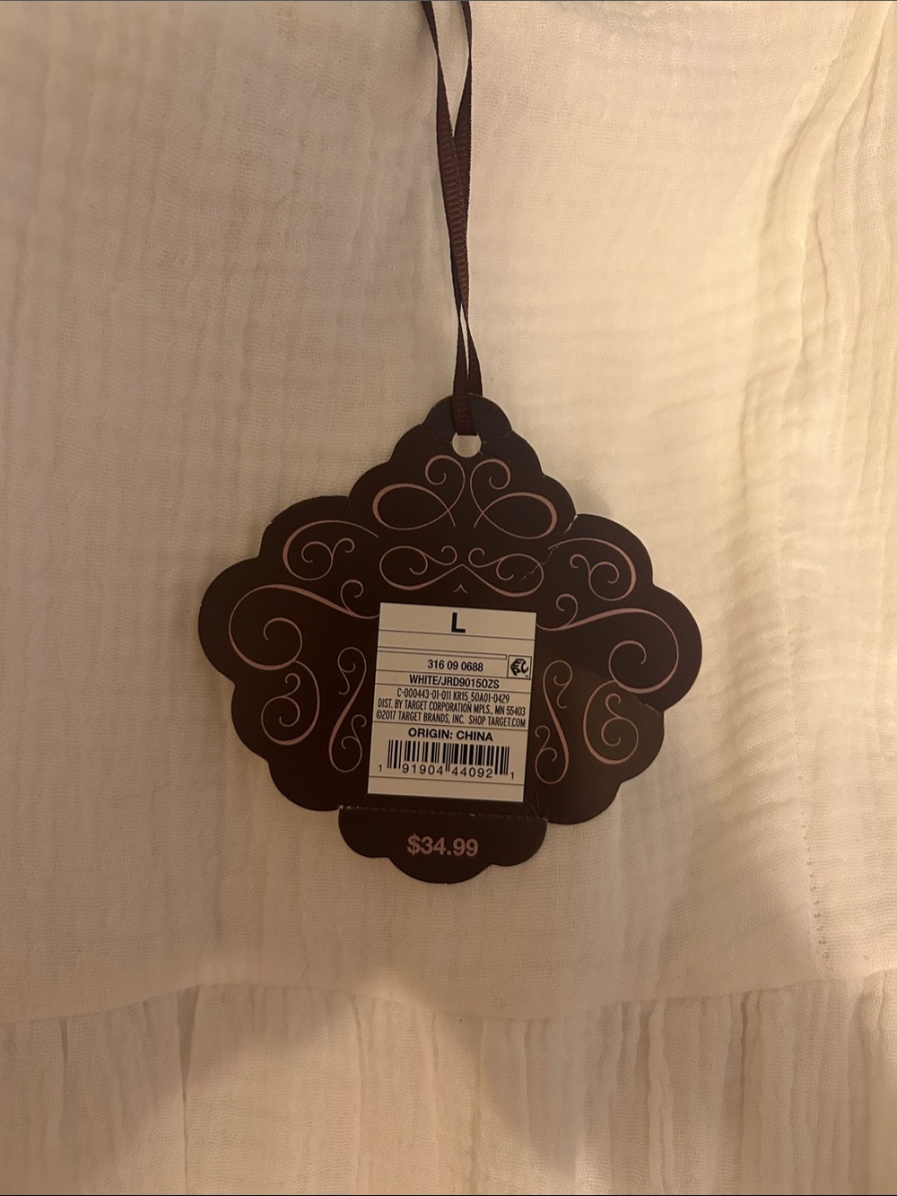 White Tiered Summer Dress with Decorative Tag
